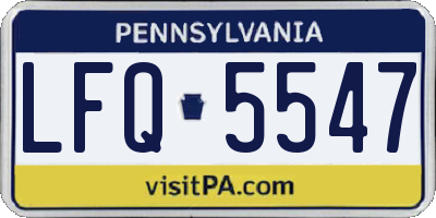 PA license plate LFQ5547