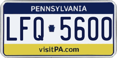 PA license plate LFQ5600