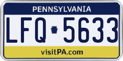 PA license plate LFQ5633