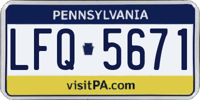 PA license plate LFQ5671
