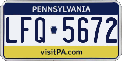 PA license plate LFQ5672