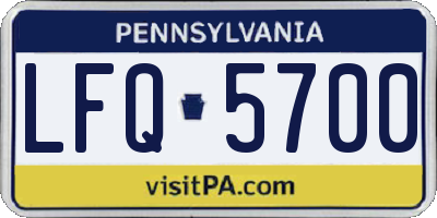 PA license plate LFQ5700