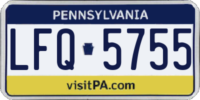 PA license plate LFQ5755