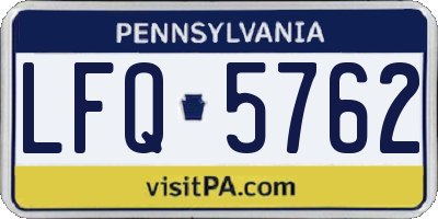 PA license plate LFQ5762