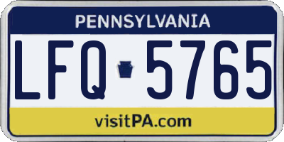 PA license plate LFQ5765