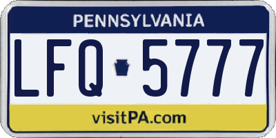 PA license plate LFQ5777