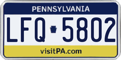 PA license plate LFQ5802