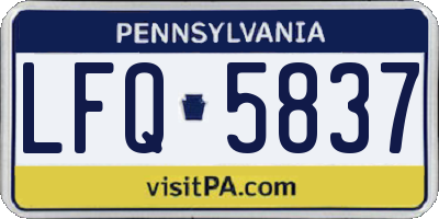 PA license plate LFQ5837