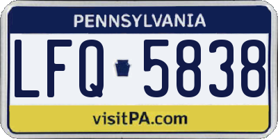 PA license plate LFQ5838