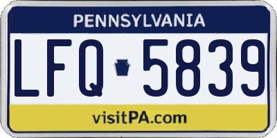 PA license plate LFQ5839