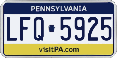 PA license plate LFQ5925