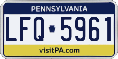 PA license plate LFQ5961
