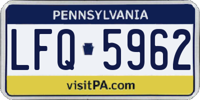 PA license plate LFQ5962