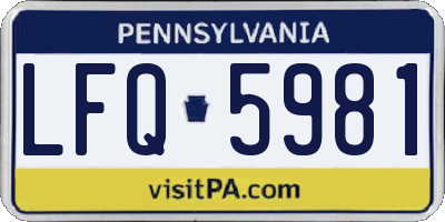 PA license plate LFQ5981