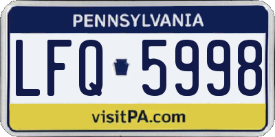 PA license plate LFQ5998