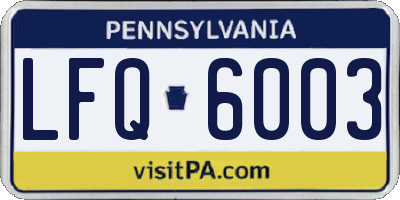 PA license plate LFQ6003