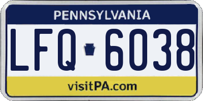PA license plate LFQ6038
