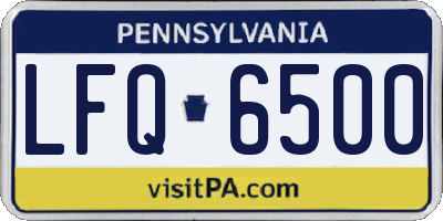 PA license plate LFQ6500