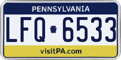 PA license plate LFQ6533