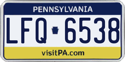 PA license plate LFQ6538