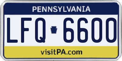 PA license plate LFQ6600