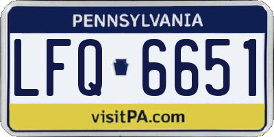 PA license plate LFQ6651