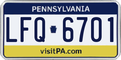 PA license plate LFQ6701