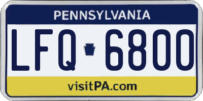 PA license plate LFQ6800
