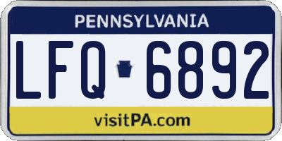 PA license plate LFQ6892