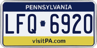 PA license plate LFQ6920