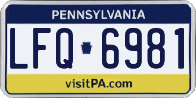 PA license plate LFQ6981