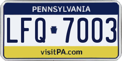 PA license plate LFQ7003