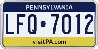 PA license plate LFQ7012