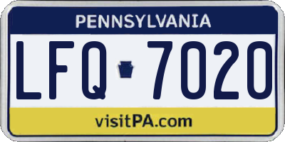 PA license plate LFQ7020