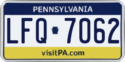 PA license plate LFQ7062