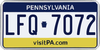 PA license plate LFQ7072