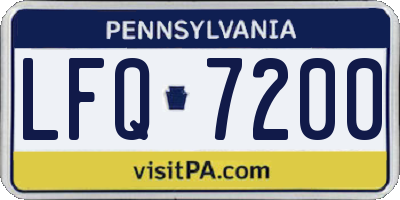 PA license plate LFQ7200