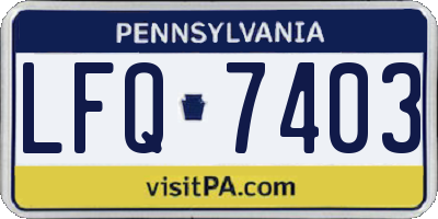PA license plate LFQ7403