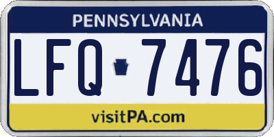 PA license plate LFQ7476