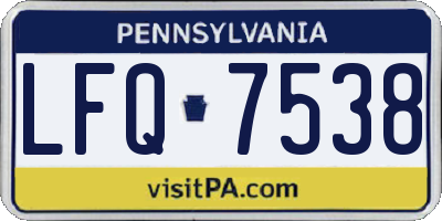 PA license plate LFQ7538