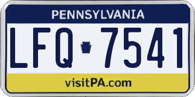 PA license plate LFQ7541