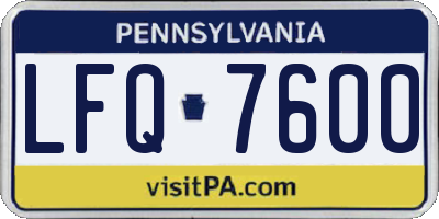 PA license plate LFQ7600