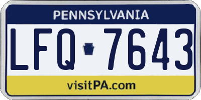 PA license plate LFQ7643