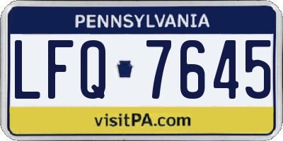 PA license plate LFQ7645