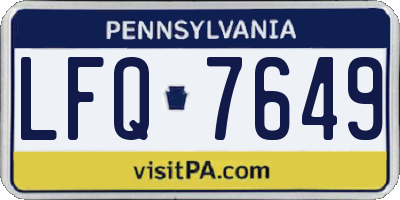 PA license plate LFQ7649
