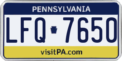 PA license plate LFQ7650
