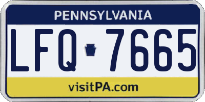 PA license plate LFQ7665