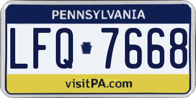 PA license plate LFQ7668