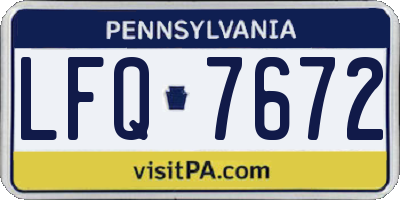 PA license plate LFQ7672