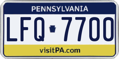 PA license plate LFQ7700
